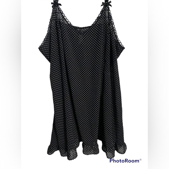 NWOT•Babydoll Black/White Polkadot negligee size 3X - Picture 2 of 10